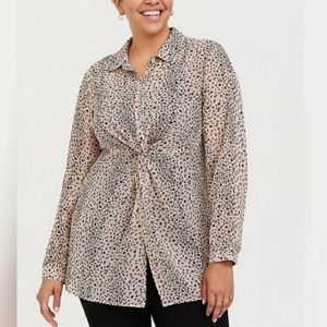 Torrid Taupe & Pink leopard chiffon twist tunic